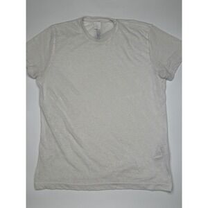 QUE Mens Size‎ M White Crew Neck Short Sleeve Basic T Shirt Polyester Blend